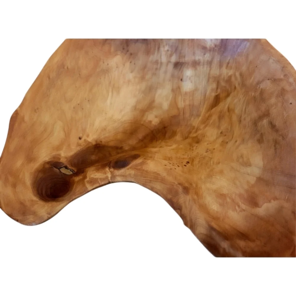 Burl Wood Tree Root Organic Shaped Bowl Hand Carved Vintage Blonde Wood